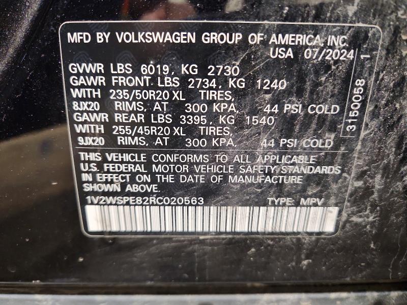 59088226 :رقم المزاد ، 1V2WSPE82RC020563 vin ، 2024 Volkswagen Id.4 مزاد بيع