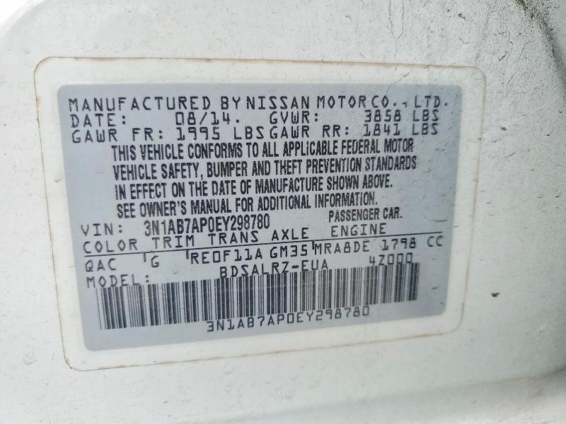 Aukcja sprzedaży 2014 Nissan Sentra, vin: 3N1AB7AP0EY298780, numer aukcji: 57865826