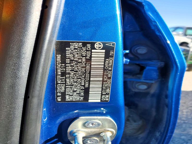 2015 Toyota Yaris მანქანა იყიდება აუქციონზე, vin: VNKKTUD30FA033621, აუქციონის ნომერი: 56037626