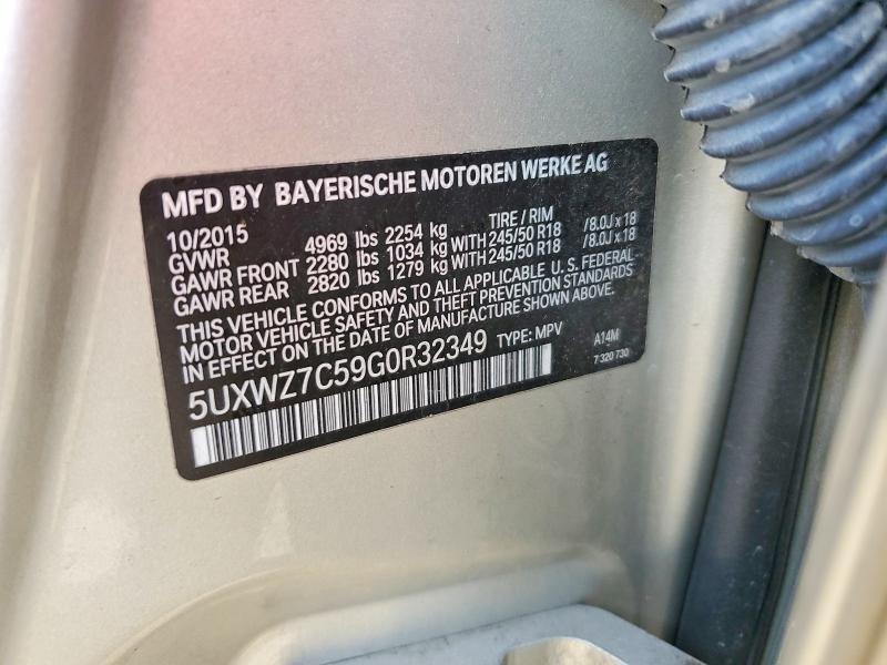 57737276 :رقم المزاد ، 5UXWZ7C59G0R32349 vin ، 2016 Bmw X3 مزاد بيع