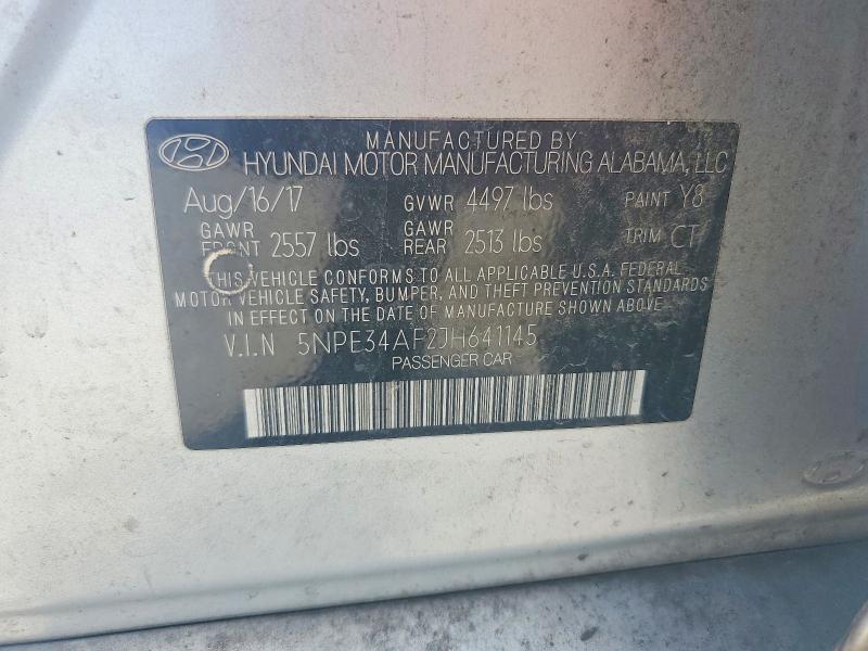57027166 :رقم المزاد ، 5NPE34AF2JH641145 vin ، 2018 Hyundai Sonata مزاد بيع