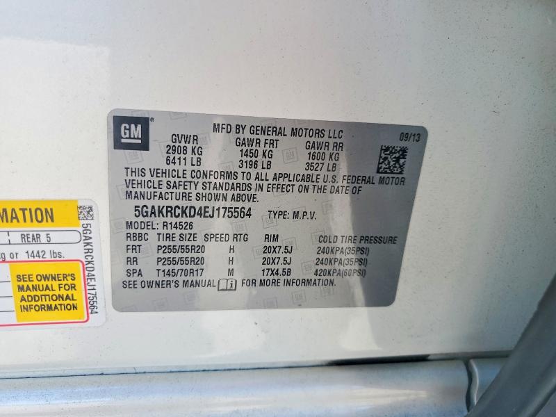 Aukcja sprzedaży 2014 Buick Enclave, vin: 5GAKRCKD4EJ175564, numer aukcji: 58644996