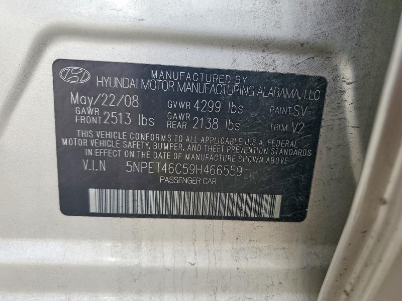 Продаж на аукціоні авто 2009 Hyundai Sonata, vin: 5NPET46C59H466559, номер лоту: 55917216
