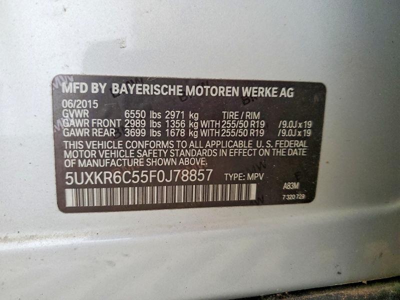 57145876 :رقم المزاد ، 5UXKR6C55F0J78857 vin ، 2015 Bmw X5 مزاد بيع
