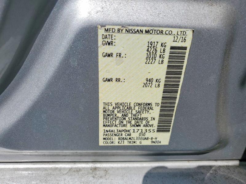 Продажа на аукционе авто 2017 Nissan Altima, vin: 1N4AL3AP0HC171355, номер лота: 58260646