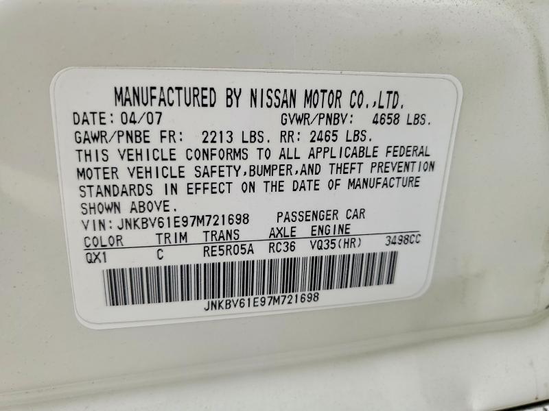 Продажа на аукционе авто 2007 Infiniti G35, vin: JNKBV61E97M721698, номер лота: 56540616