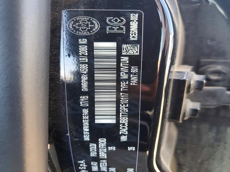 Продаж на аукціоні авто 2016 Jeep Renegade, vin: ZACCJBBT7GPE10117, номер лоту: 57719056