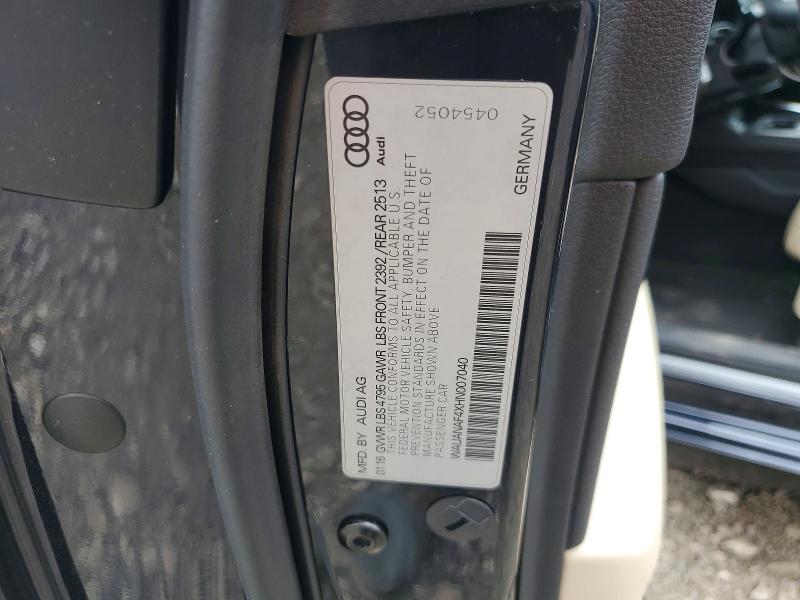 56573026 :رقم المزاد ، WAUANAF4XHN007040 vin ، 2017 Audi A4 مزاد بيع
