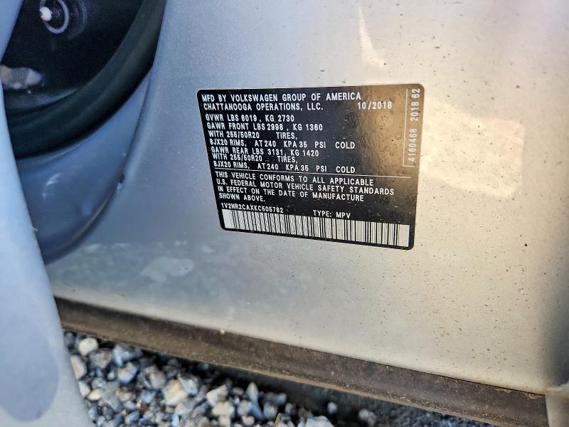 Aukcja sprzedaży 2019 Volkswagen Atlas, vin: 1V2NR2CAXKC505782, numer aukcji: 56883466