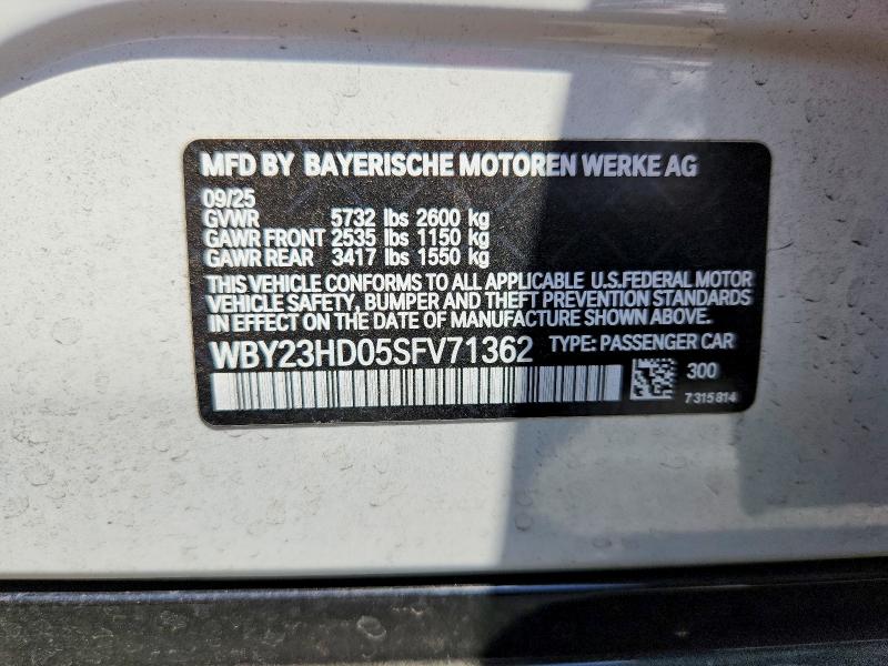 Aukcja sprzedaży 2025 Bmw I4, vin: WBY23HD05SFV71362, numer aukcji: 58312216