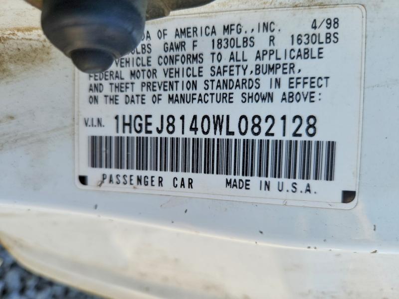 57174726 :رقم المزاد ، 1HGEJ8140WL082128 vin ، 1998 Honda Civic مزاد بيع