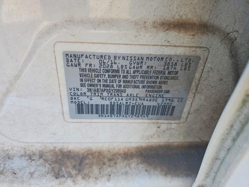 Aukcja sprzedaży 2016 Nissan Sentra, vin: 3N1AB7APXGY298949, numer aukcji: 56843966