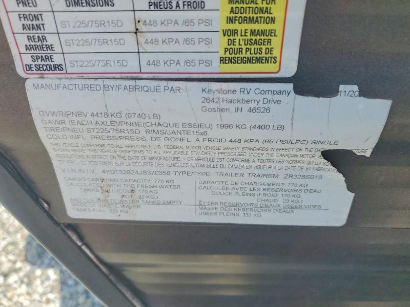 Продажа на аукционе авто 2018 Keystone Zinger, vin: 4YDT32824JS370358, номер лота: 56851006