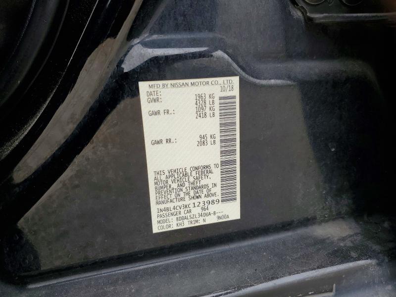 Продаж на аукціоні авто 2019 Nissan Altima, vin: 1N4BL4CV3KC123989, номер лоту: 56565616