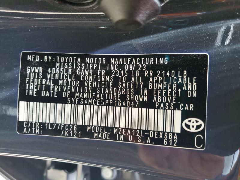 Продаж на аукціоні авто 2023 Toyota Corolla, vin: 5YFS4MCE5PP164047, номер лоту: 57363256