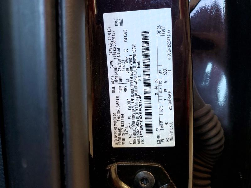 55263416 :رقم المزاد ، 1FTEW1E4XKFC81746 vin ، 2019 Ford F150 مزاد بيع