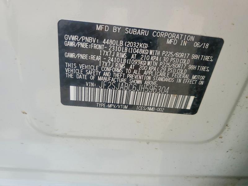 Aukcja sprzedaży 2018 Subaru Forester, vin: JF2SJABC6JH596304, numer aukcji: 56866666