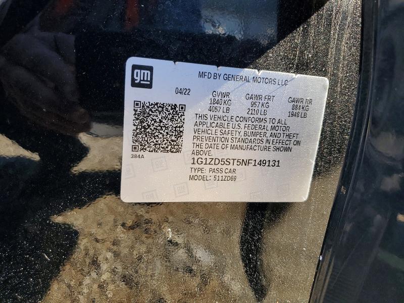 57172336 :رقم المزاد ، 1G1ZD5ST5NF149131 vin ، 2022 Chevrolet Malibu مزاد بيع
