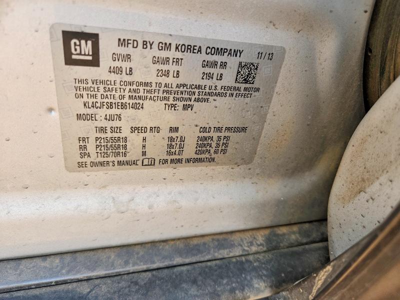 2014 Buick Encore მანქანა იყიდება აუქციონზე, vin: KL4CJFSB1EB614024, აუქციონის ნომერი: 56700456