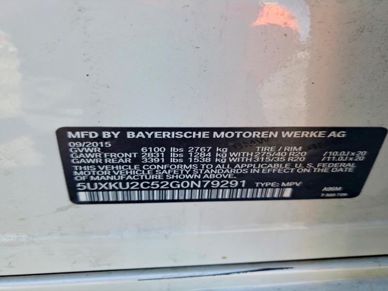 58059866 :رقم المزاد ، 5UXKU2C52G0N79291 vin ، 2016 Bmw X6 مزاد بيع