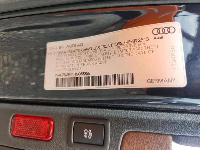 Продаж на аукціоні авто 2017 Audi A4, vin: WAUENAF41HN068388, номер лоту: 59176216