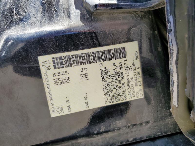 2011 Nissan Altima მანქანა იყიდება აუქციონზე, vin: 1N4AL2AP0BN510671, აუქციონის ნომერი: 55488846