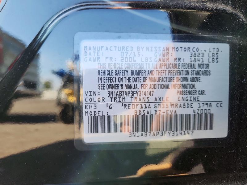 56082186 :رقم المزاد ، 3N1AB7AP3FY314147 vin ، 2015 Nissan Sentra مزاد بيع