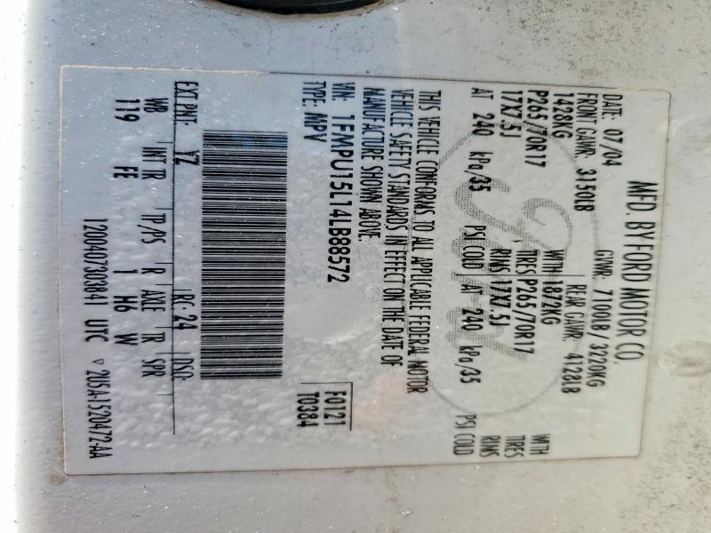 2004 Ford Expedition მანქანა იყიდება აუქციონზე, vin: 1FMPU15L14LB88572, აუქციონის ნომერი: 58299386