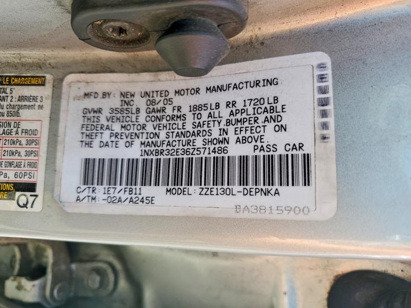 Aukcja sprzedaży 2006 Toyota Corolla, vin: 1NXBR32E36Z571486, numer aukcji: 57083426