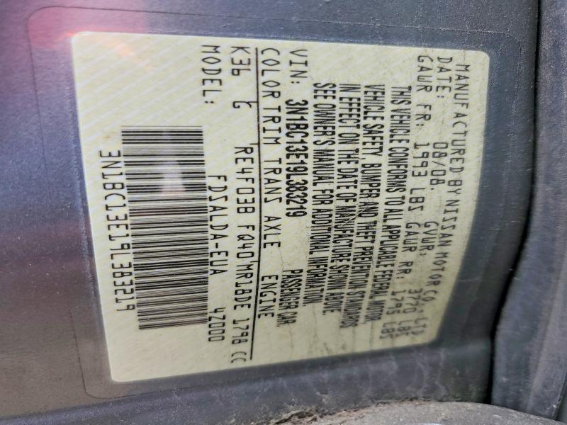 Продажа на аукционе авто 2009 Nissan Versa, vin: 3N1BC13E19L383219, номер лота: 56953076