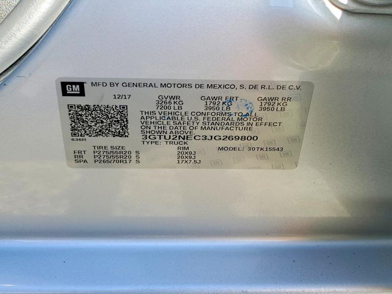 56098026 :رقم المزاد ، 3GTU2NEC3JG269800 vin ، 2018 Gmc Sierra مزاد بيع