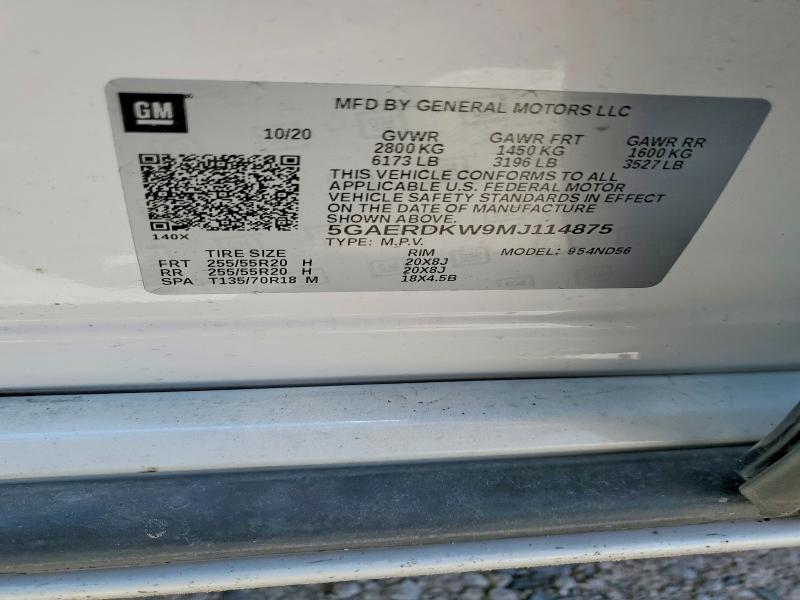 Aukcja sprzedaży 2021 Buick Enclave, vin: 5GAERDKW9MJ114875, numer aukcji: 58838866