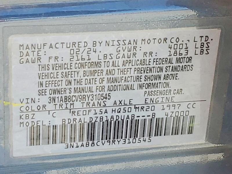 56595316 :رقم المزاد ، 3N1AB8CV9RY310545 vin ، 2024 Nissan Sentra مزاد بيع