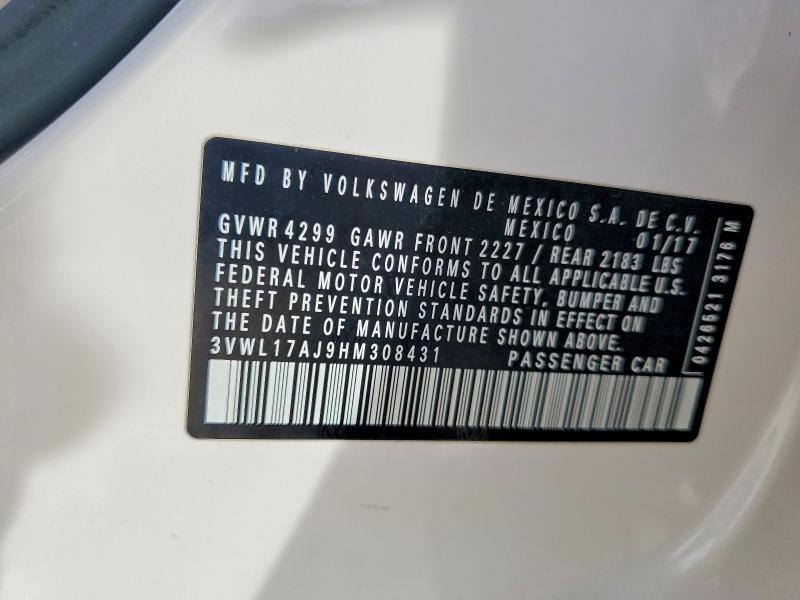 Продажа на аукционе авто 2017 Volkswagen Jetta, vin: 3VWL17AJ9HM308431, номер лота: 55744396