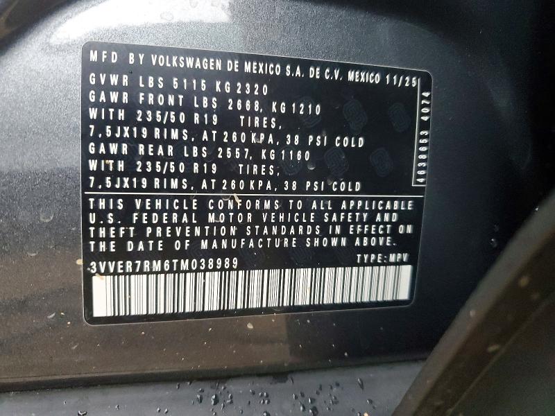 Продажа на аукционе авто 2026 Volkswagen Tiguan, vin: 3VVER7RM6TM038989, номер лота: 58137706