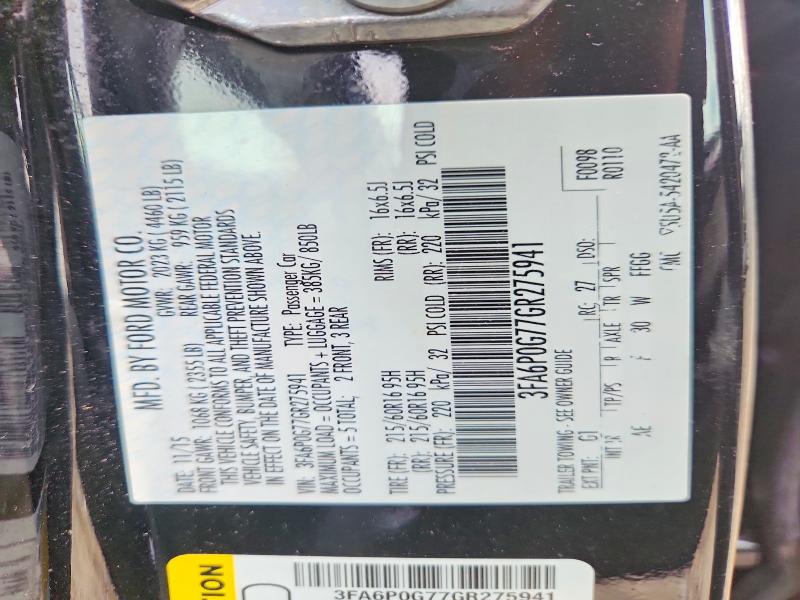 Aukcja sprzedaży 2016 Ford Fusion, vin: 3FA6P0G77GR275941, numer aukcji: 58871026
