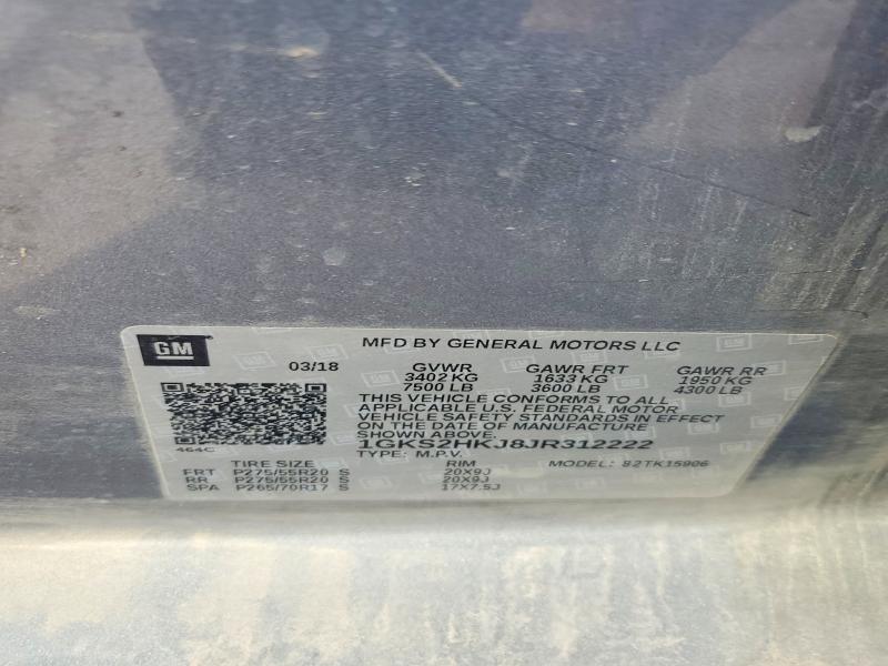 2018 Gmc Yukon Xl მანქანა იყიდება აუქციონზე, vin: 1GKS2HKJ8JR312222, აუქციონის ნომერი: 58067896