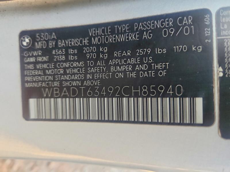 Продажа на аукционе авто 2002 Bmw 530, vin: WBADT63492CH85940, номер лота: 59174726