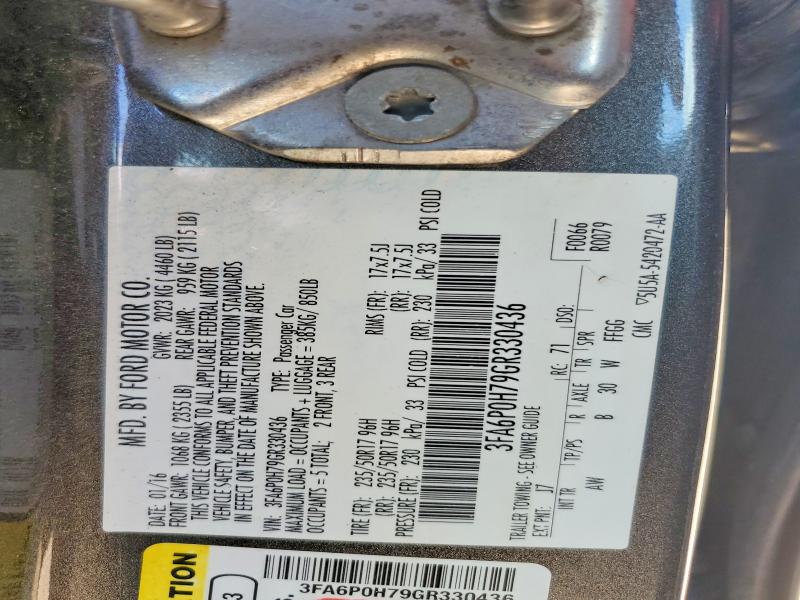 2016 Ford Fusion მანქანა იყიდება აუქციონზე, vin: 3FA6P0H79GR330436, აუქციონის ნომერი: 59011916