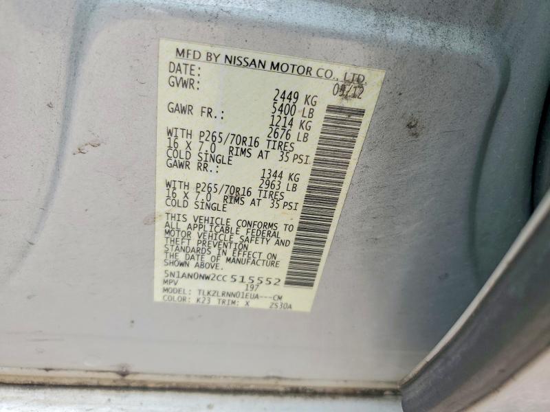 Aukcja sprzedaży 2012 Nissan Xterra, vin: 5N1AN0NW2CC515552, numer aukcji: 55113006