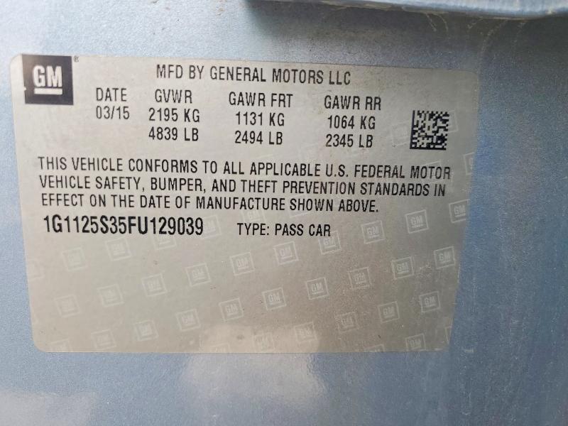 2015 Chevrolet Impala მანქანა იყიდება აუქციონზე, vin: 1G1125S35FU129039, აუქციონის ნომერი: 58844236