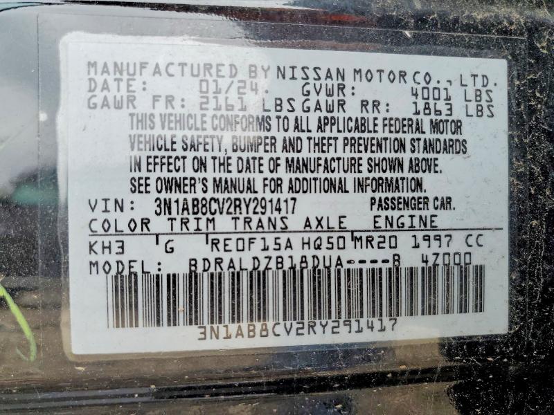 2024 Nissan Sentra მანქანა იყიდება აუქციონზე, vin: 3N1AB8CV2RY291417, აუქციონის ნომერი: 56453876