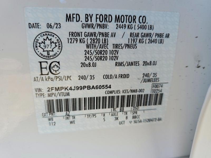 Aukcja sprzedaży 2023 Ford Edge, vin: 2FMPK4J99PBA60554, numer aukcji: 55553536