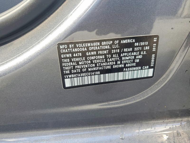 56158906 :رقم المزاد ، 1VWBH7A35EC014188 vin ، 2014 Volkswagen Passat مزاد بيع