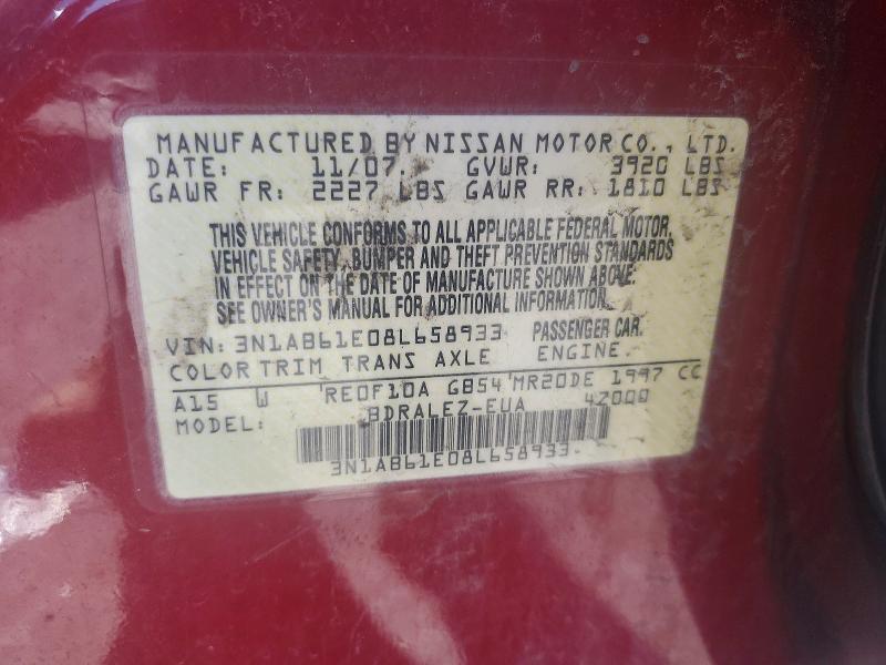 Aukcja sprzedaży 2008 Nissan Sentra, vin: 3N1AB61E08L658933, numer aukcji: 57529766
