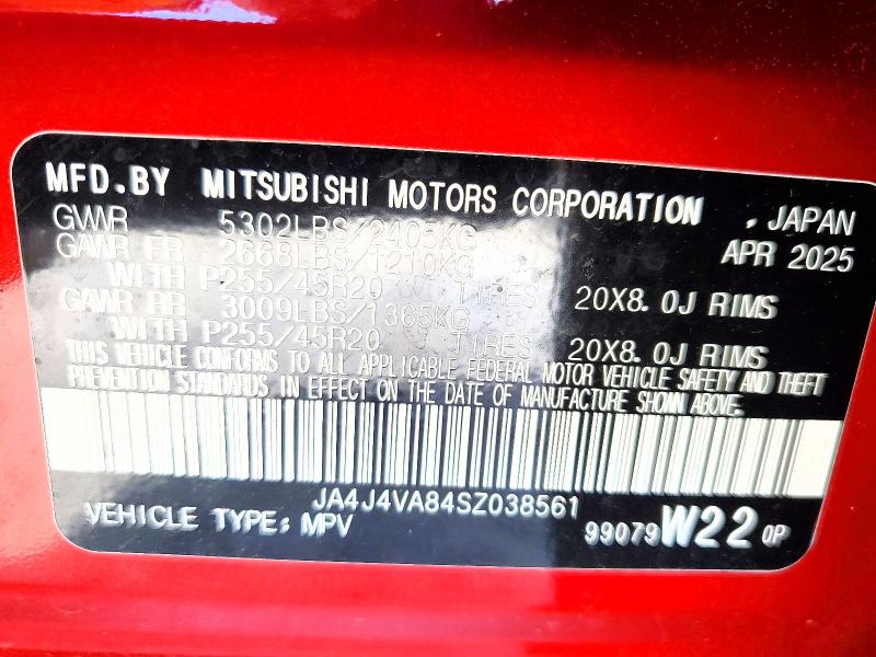 Aukcja sprzedaży 2025 Mitsubishi Outlander, vin: JA4J4VA84SZ038561, numer aukcji: 56630436