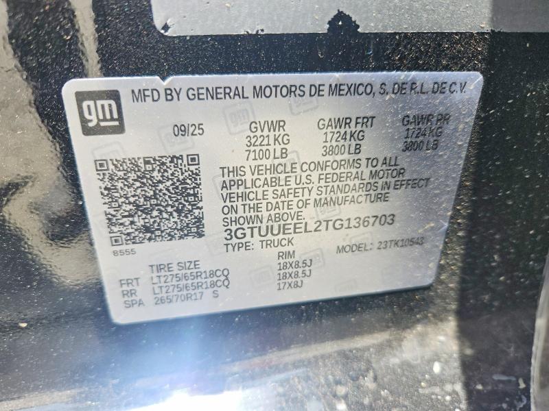 2026 Gmc Sierra მანქანა იყიდება აუქციონზე, vin: 3GTUUEEL2TG136703, აუქციონის ნომერი: 55948246
