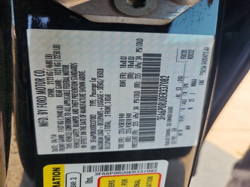 Продаж на аукціоні авто 2014 Ford Fusion, vin: 3FA6P0RU0ER337082, номер лоту: 58225156