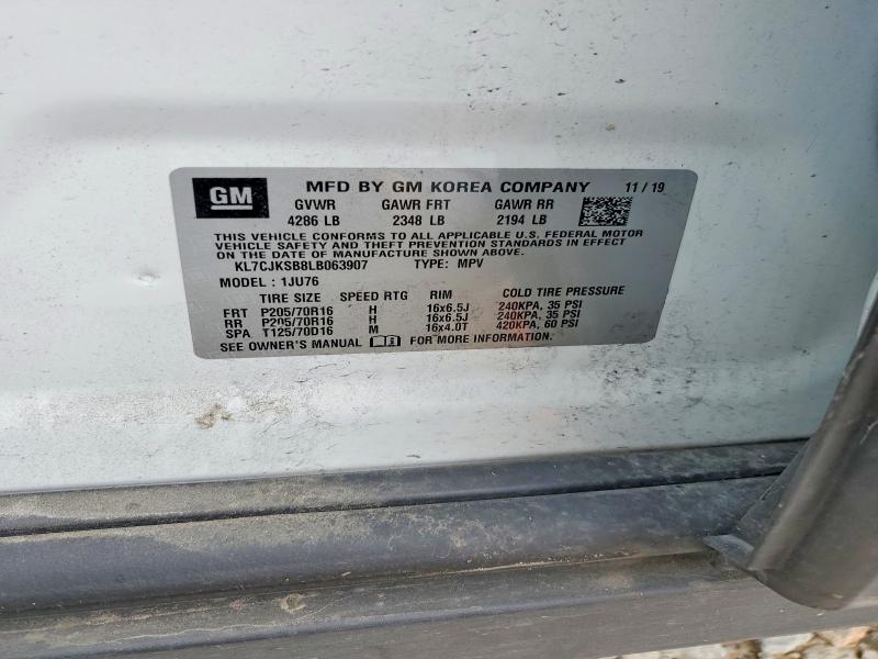 Продаж на аукціоні авто 2020 Chevrolet Trax, vin: KL7CJKSB8LB063907, номер лоту: 58067106