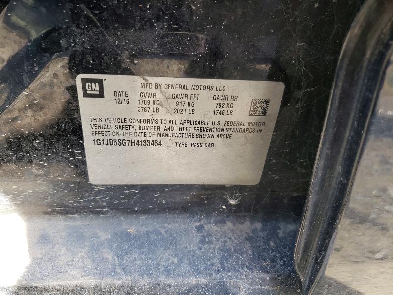 2017 Chevrolet Sonic მანქანა იყიდება აუქციონზე, vin: 1G1JD5SG7H4133464, აუქციონის ნომერი: 56375936